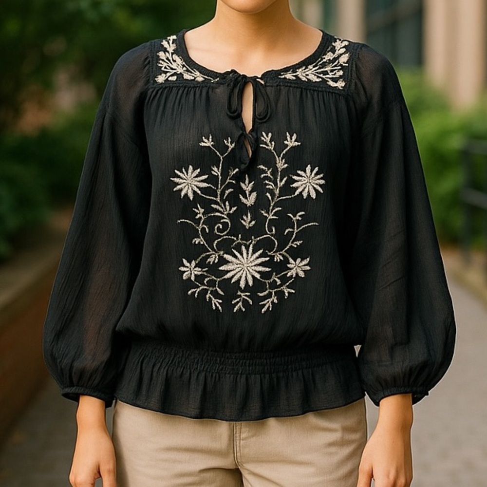 Black Skirt with white flowers